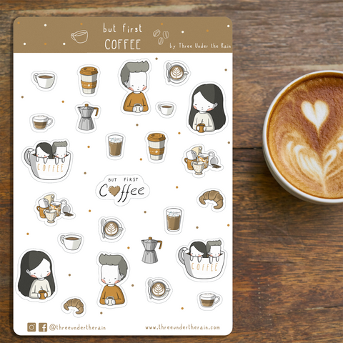 But First Coffee Kiss Cut Stickers Sheet