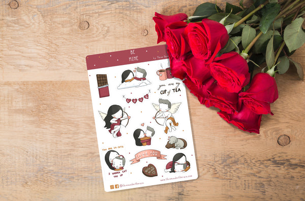 Be Mine Valentine's Day Kiss Cut Stickers Sheet