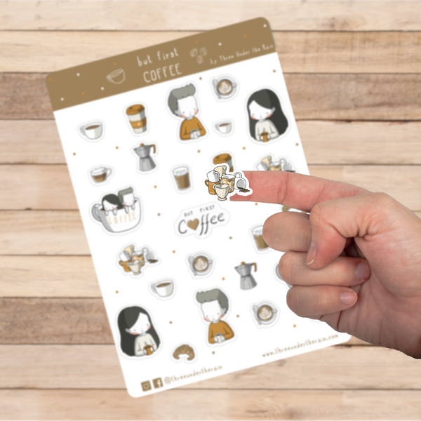 But First Coffee Kiss Cut Stickers Sheet