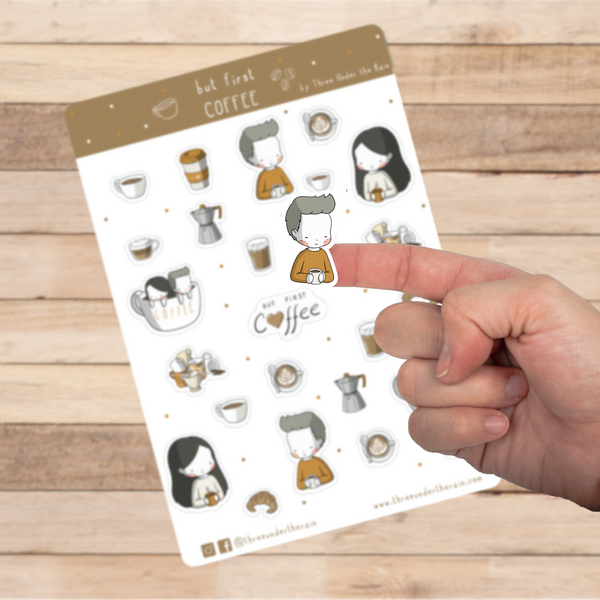 But First Coffee Kiss Cut Stickers Sheet