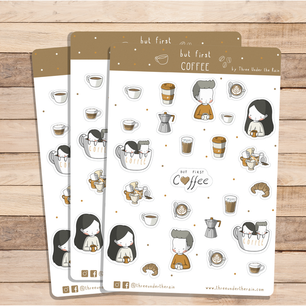 But First Coffee Kiss Cut Stickers Sheet