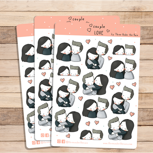 Couple Love Kiss Cut Stickers Sheet