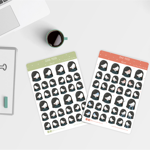 2 Sticker Sheets Pack - Good and Bad Mood Days