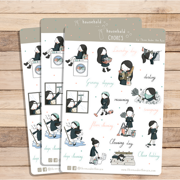 Household Chores Kiss Cut Stickers Sheet