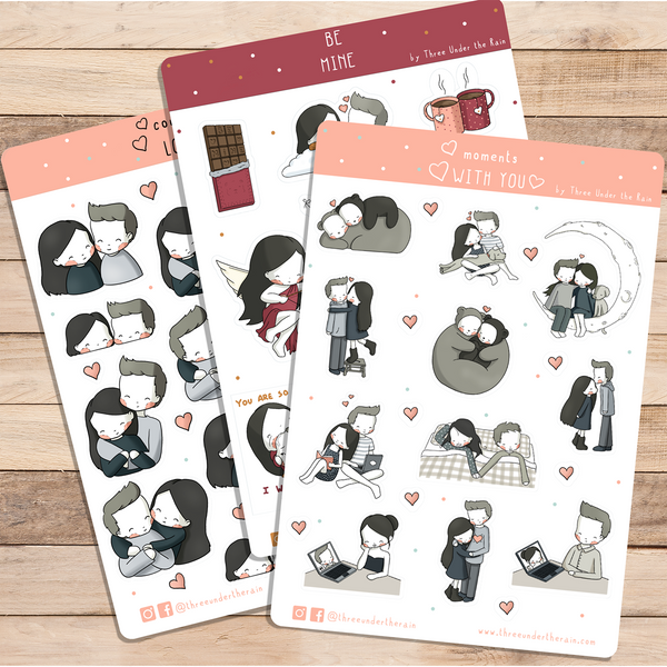 Love Pack of 3 Kiss Cut Stickers Sheets
