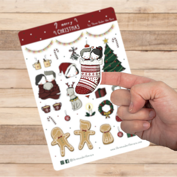 Merry Christmas Kiss Cut Stickers Sheet