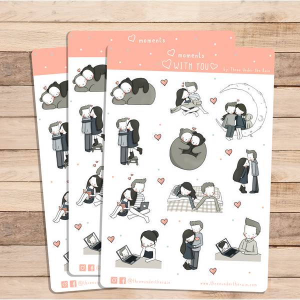 Moments With You Kiss Cut Stickers Sheet