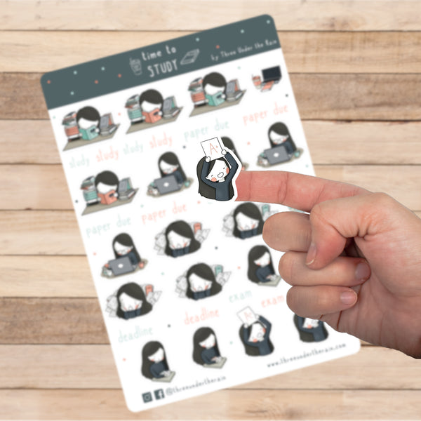 Time to Study Kiss Cut Stickers Sheet