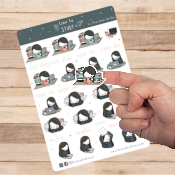 Time to Study Kiss Cut Stickers Sheet